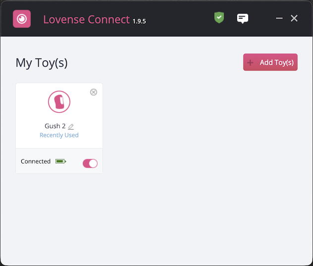 Lovense Connect screen
